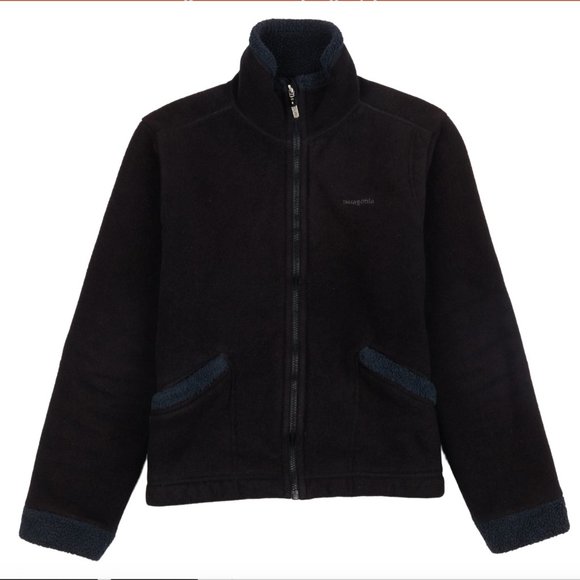 Rare Patagonia Synchilla Windzone Jacket w/ Velour Like Fleece Women Small Black - Picture 8 of 12